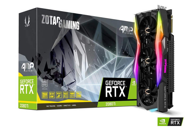 Zotac Gaming GeForce RTX 2080 Ti AMP Extreme Code 11GB GDDR6 PCI-E Gen 4x4 - Graphics Card - كرت الشاشة